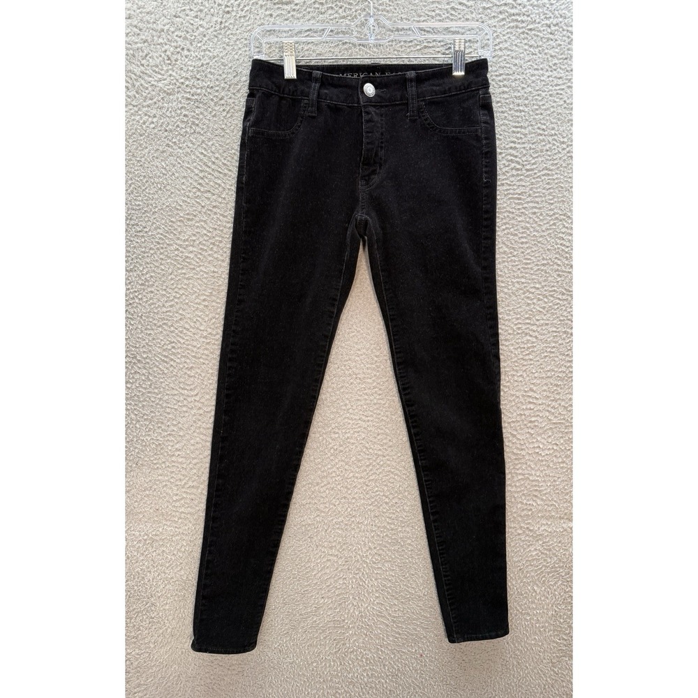 American Eagle Pants Womens 0 Black Corduroy Jegging 360 Super‎ Stretch Preppy